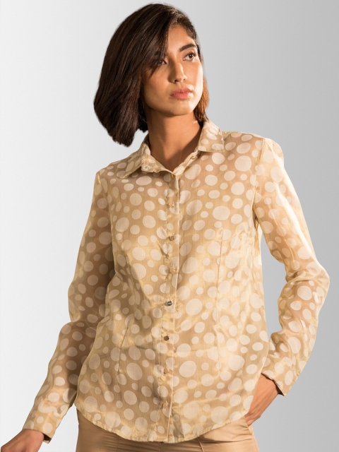 

FableStreet Women Brown Regular Fit Printed Casual Shirt