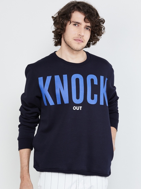 

max Men Navy Blue Printed Sweatshirt
