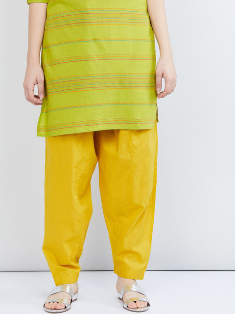 

max Women Mustard Yellow Solid Patiala Pants