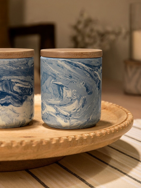 

ellementry Blue & Brown Ceramic Printed The Earth Jar Gift Set
