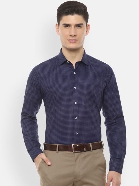 

Van Heusen Men Navy Blue & White Slim Fit Checked Formal Shirt