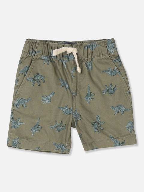 

The Childrens Place Boys Green Printed Regular Fit Regular Shorts
