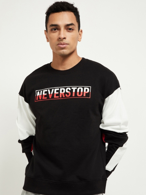 

max Men Black Printed Sweatshirt
