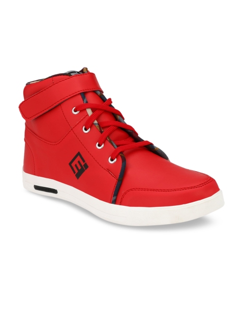 

Eego Italy Men Red Solid Synthetic Leather Mid-Top Sneakers