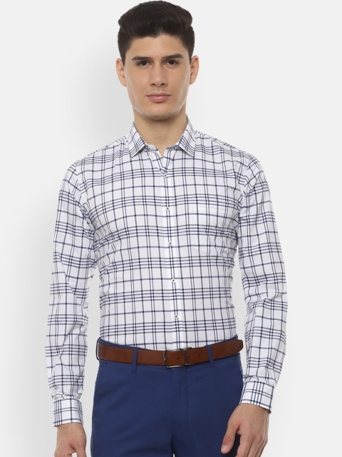 

Van Heusen Men White & Blue Slim Fit Checked Formal Shirt