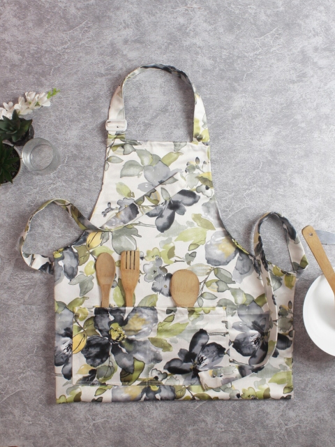 

HOUZZCODE Unisex Green & Grey Printed Kitchen Apron