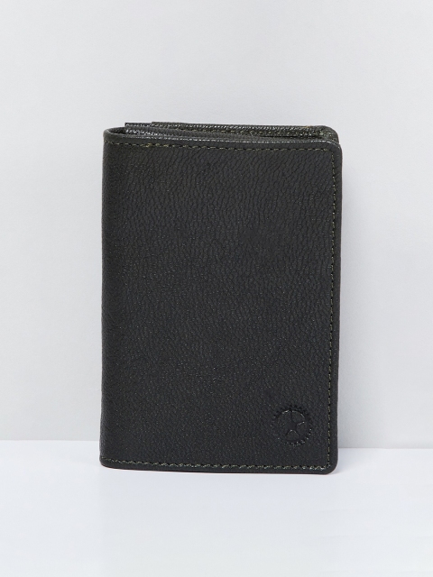 

max Men Black Solid Leather Two Fold Wallet