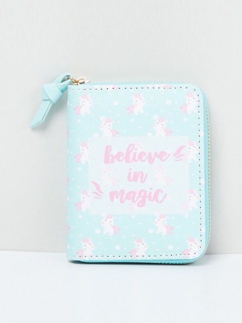 

max Women Blue Printed Zip Around Wallet