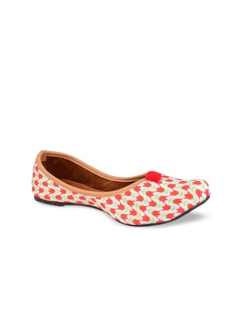

DESI COLOUR Girls Red Printed Mojaris