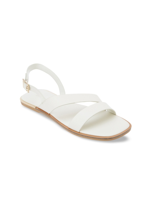 

CHARLES & KEITH Women White Solid PU Open Toe Flats