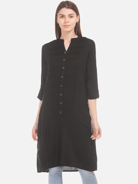 

Karigari Women Black Solid A-Line Kurta