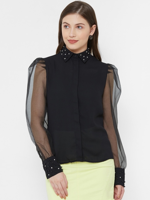 

bebe Women Black Self Design Shirt Style Top