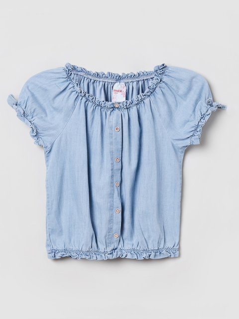 

max Girls Blue Solid Denim Top