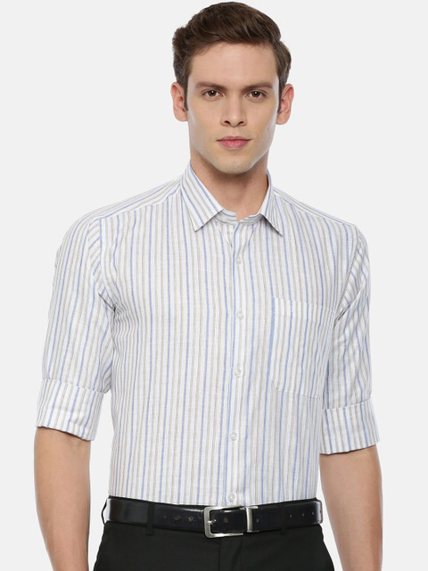 

ARISER Men Blue & White Regular Fit Striped Formal Shirt