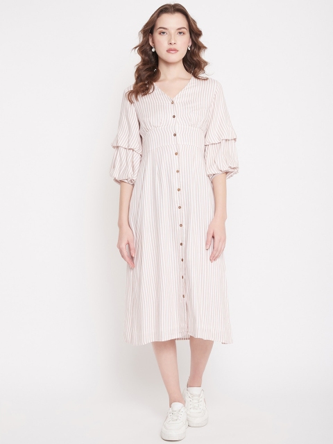 

Femella Women Pink Striped A-Line Dress