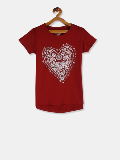 

Cherokee Girls Red & Off-White Printed Round Neck T-shirt