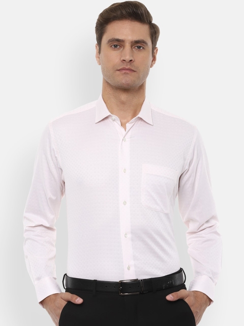 

Van Heusen Men Peach-Coloured Regular Fit Self Design Formal Shirt