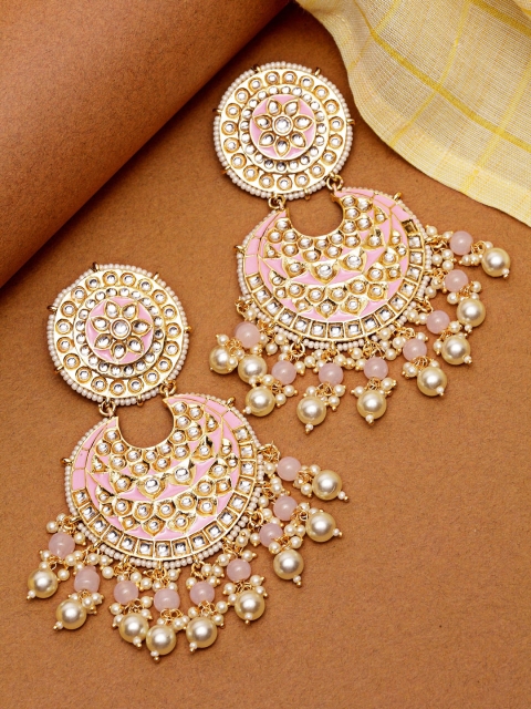 

Melani Borsa Gold-Plated & Pink Kundan Classic Chandbalis
