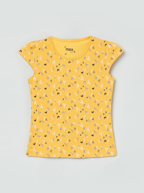 

max Girls Yellow Floral Printed Top