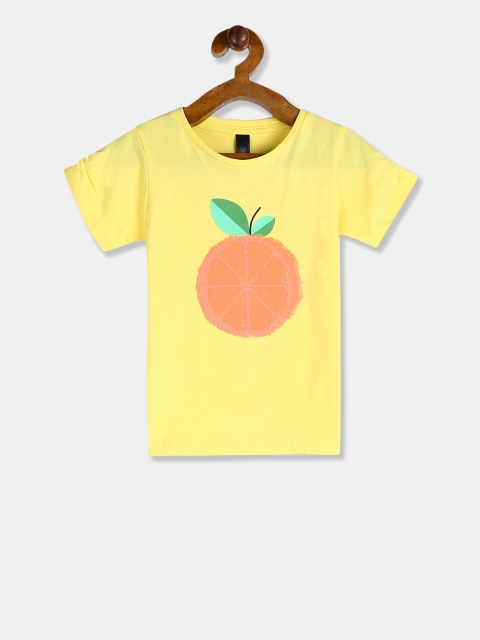 

Cherokee Girls Yellow Flip Sequin Round Neck T-shirt