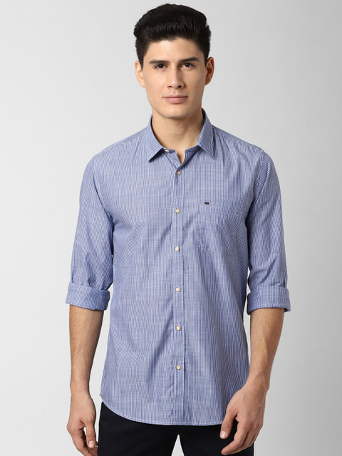 

Peter England Casuals Men Blue & White Regular Fit Striped Casual Shirt