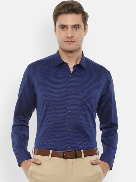 

Van Heusen Men Navy Blue Regular Fit Self Design Formal Shirt