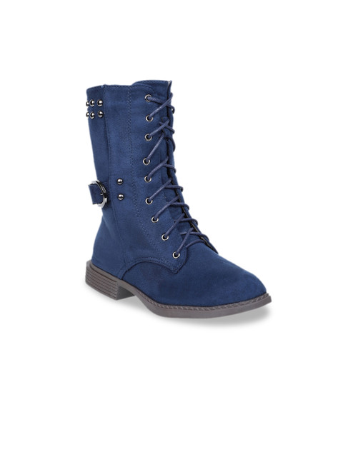 

SHUZ TOUCH Women Navy Blue Solid Heeled Boots