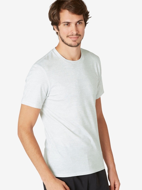 

NYAMBA By Decathlon Men White Solid Round Neck T-shirt