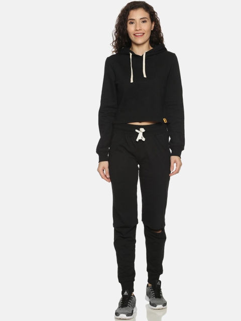 

Campus Sutra Women Black Solid Tracksuit