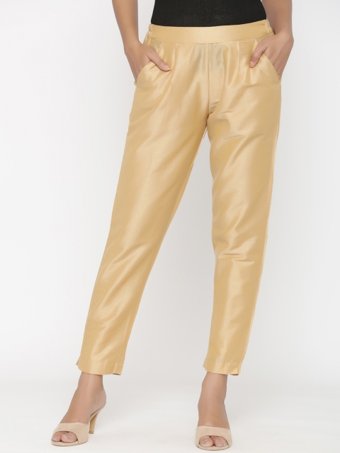 

RANGMAYEE Women Beige Slim Fit Solid Cigarette Trousers