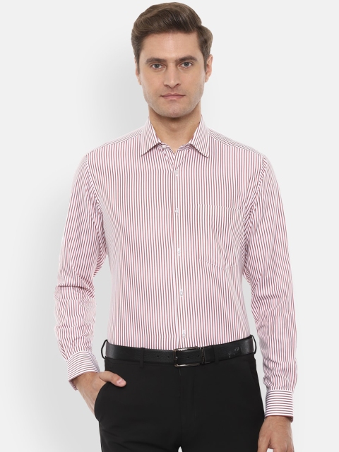 

Van Heusen Men White & Pink Regular Fit Striped Formal Shirt