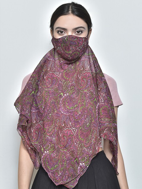 

SWAYAM Women Purple & Pink Printed 3-Ply Anti-Pollution Reusable Protective Outdoor Mask Cum Scarf