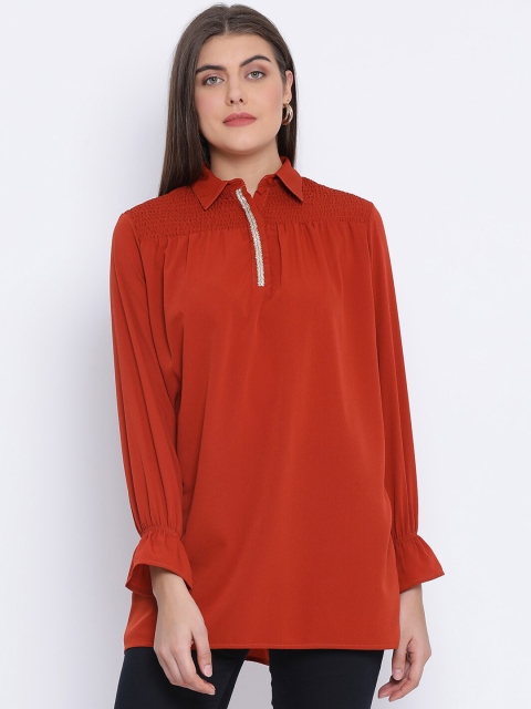 

Oxolloxo Women Rust Brown Solid Tunic
