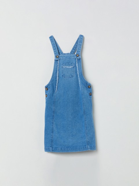 

max Girls Blue Solid Pinafore Dress
