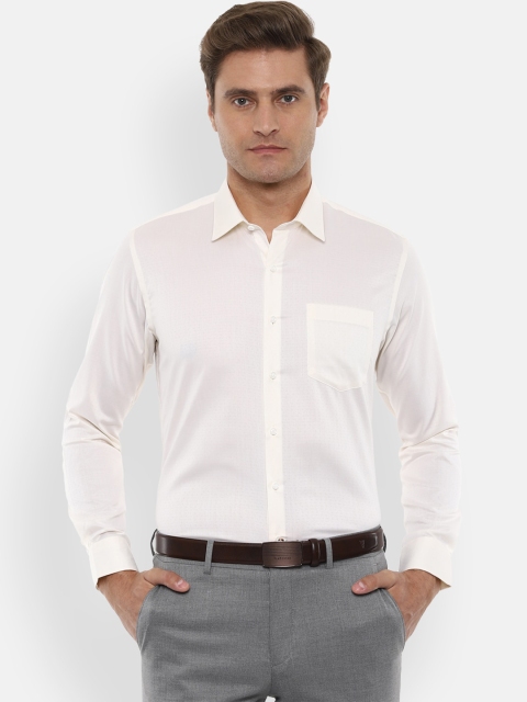 

Van Heusen Men Cream-Coloured Slim Fit Self Design Formal Shirt