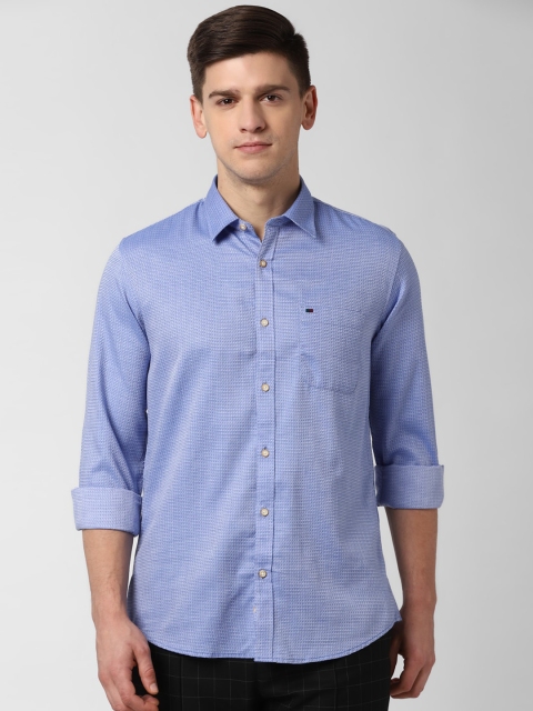 

Peter England Casuals Men Blue Slim Fit Self Design Casual Shirt