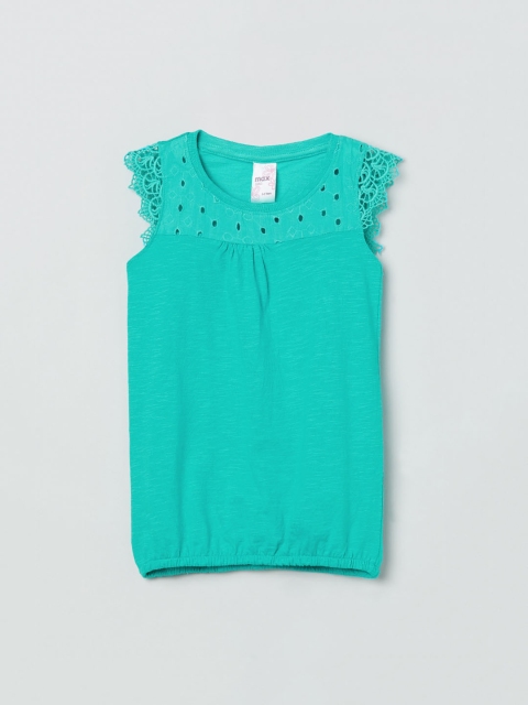

max Girls Teal Solid Blouson Top