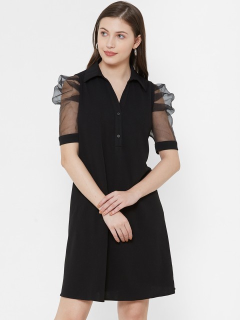 

bebe Women Black Solid Shirt Dress