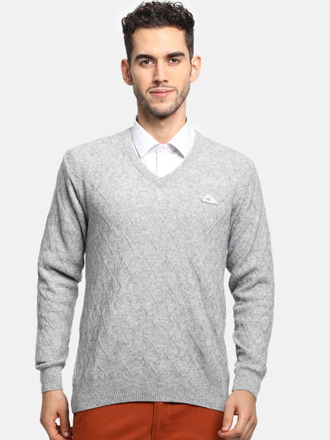 

Monte Carlo Men Grey Self Design Pullover Sweater