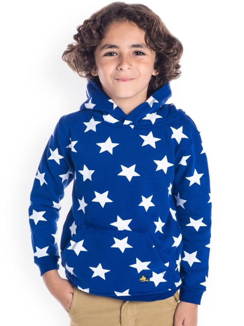 

Cherry Crumble Kids Blue & White Printed Hooded Sweatshirt