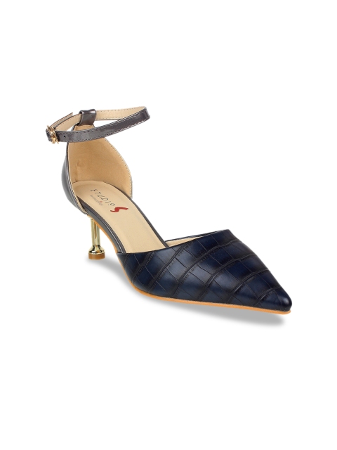 

STEPpings Women Navy Blue Textured Pumps