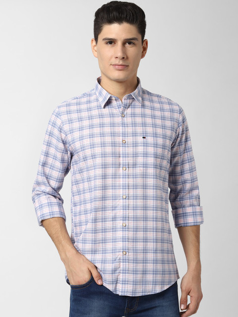 

Peter England Casuals Men Grey & White Slim Fit Checked Casual Shirt