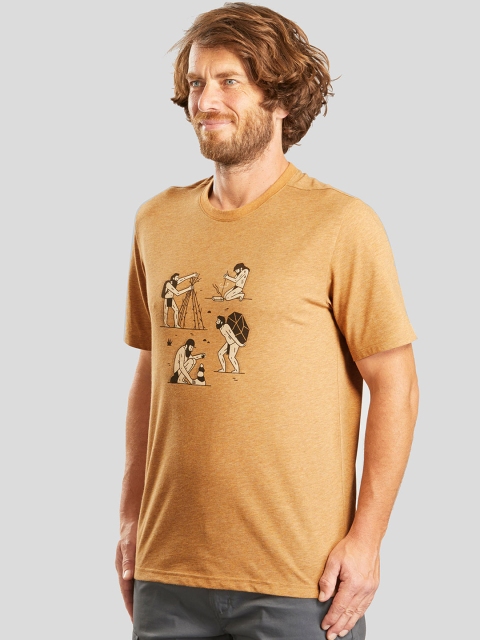 

Quechua By Decathlon Men Beige Printed Round Neck T-shirt