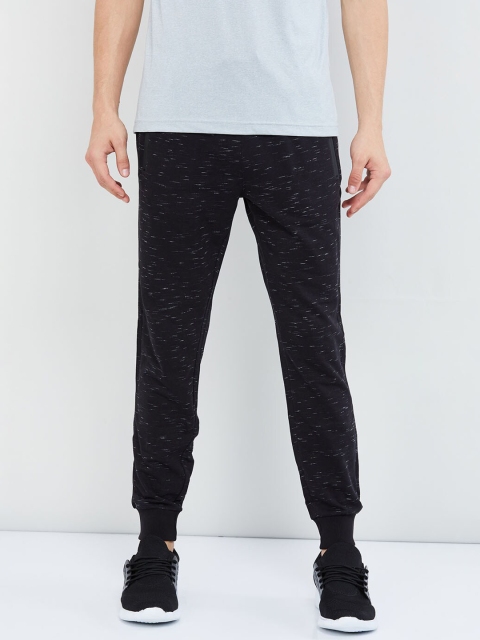 

max Men Black Self-Design Joggers