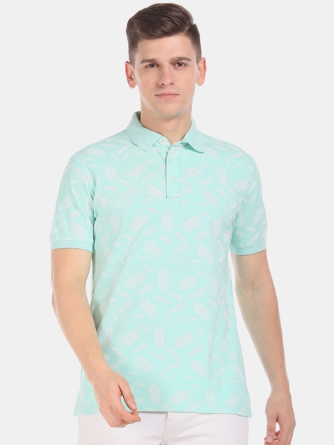 

Cherokee Men Sea Green Solid Polo Collar T-shirt