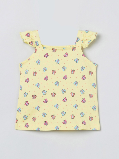 

max Girls Yellow Printed Top