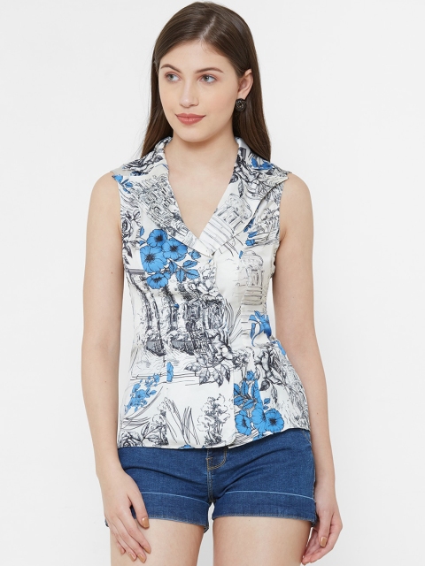 

bebe Women White Printed Top