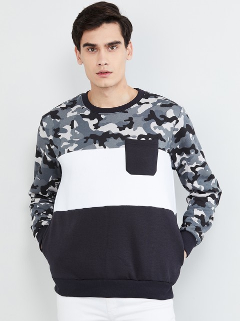 

max Men Grey & White Camouflage Printed Sweatshirt