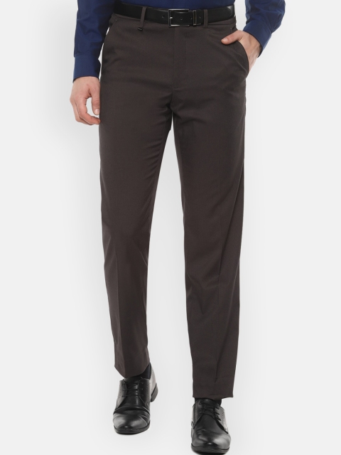 

Van Heusen Men Brown Regular Fit Self Design Formal Trousers