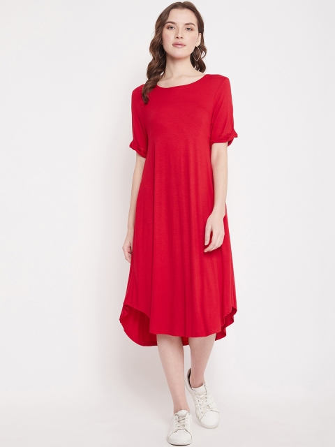 

Femella Women Red Solid A-Line Dress